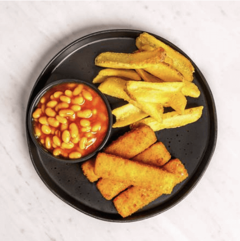 Chicken Nuggies with Fries and Beans
