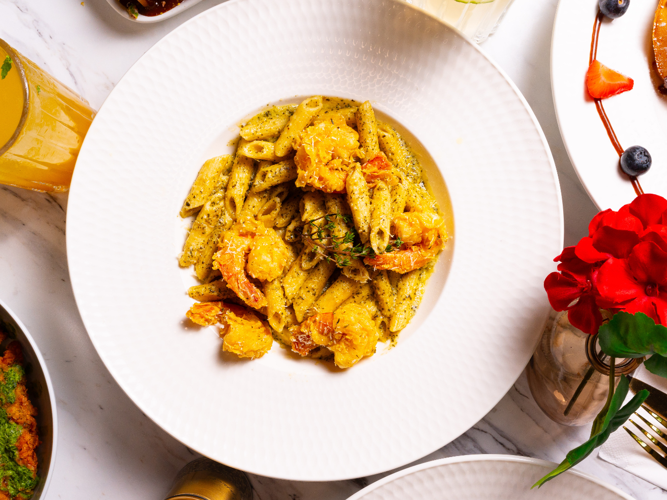 Creamy Pesto Prawn Tempura